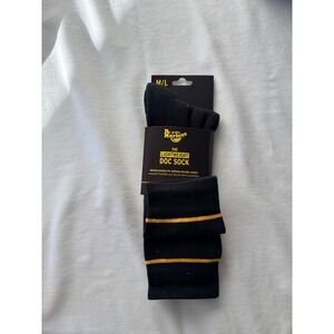 Dr Martens Lightweight Doc Sock Black Yellow Stripe Cotton Blend medium large